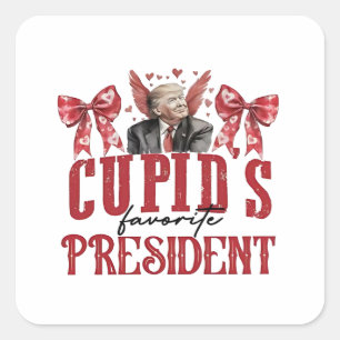 Cupids Lieblingspräsident Valentine Trump Quadratischer Aufkleber