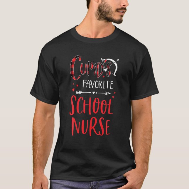 Cupids Lieblingsschulkur Red Kariert Valentine' T-Shirt (Vorderseite)