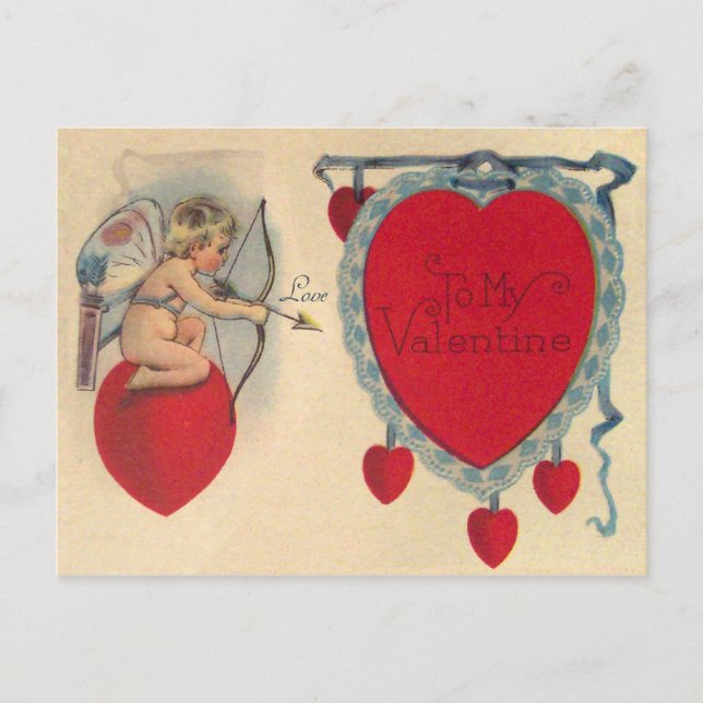 Cupids Valentine Message Vintag Postkarte (Vorderseite)