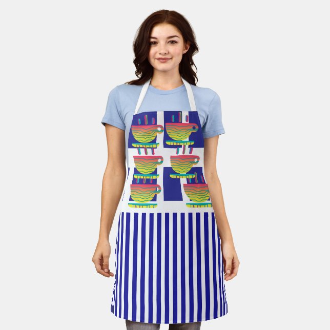 Cups And Stripes Novelty Geo Chef Schürze (Getragen)