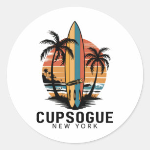 Cupsogue Beach New York Surfen Surfer Runder Aufkleber