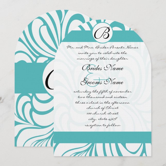 Curaçao Bleu tournoie Invitations de mariage (Devant / Derrière)