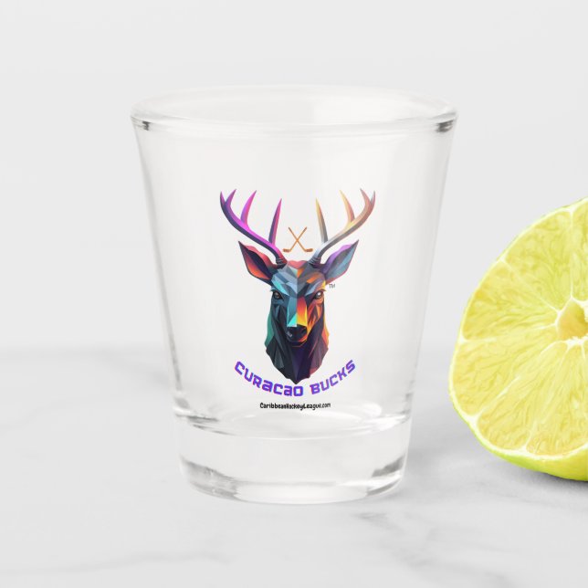 Curacao Bucks of the CaribbeanHockeyLeague.com Schnapsglas (Vorderseite)