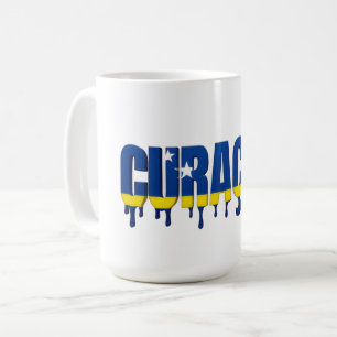 Curaçao-Drip Design mit karibischer Flagge Fan Kaffeetasse