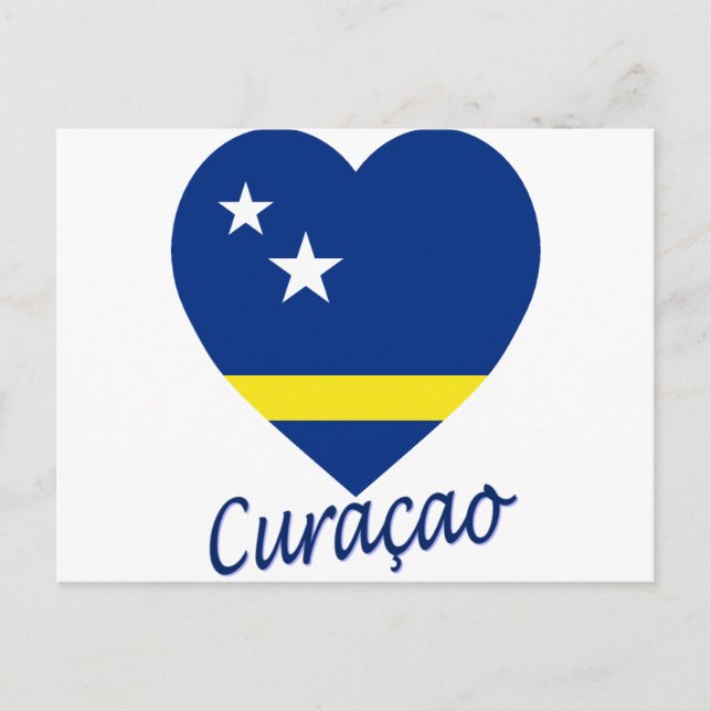 Curacao Flag Herz Postkarte (Vorderseite)