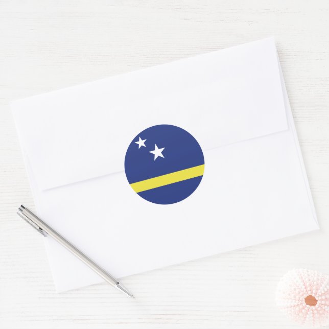 Curaçao-Flagge Runder Aufkleber (Umschlag)