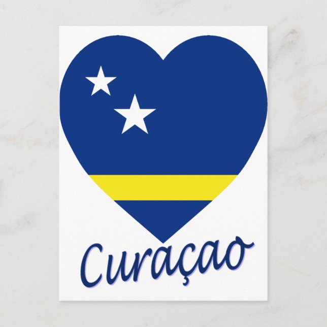 Curacao Flaggenherz Postkarte (Vorderseite)