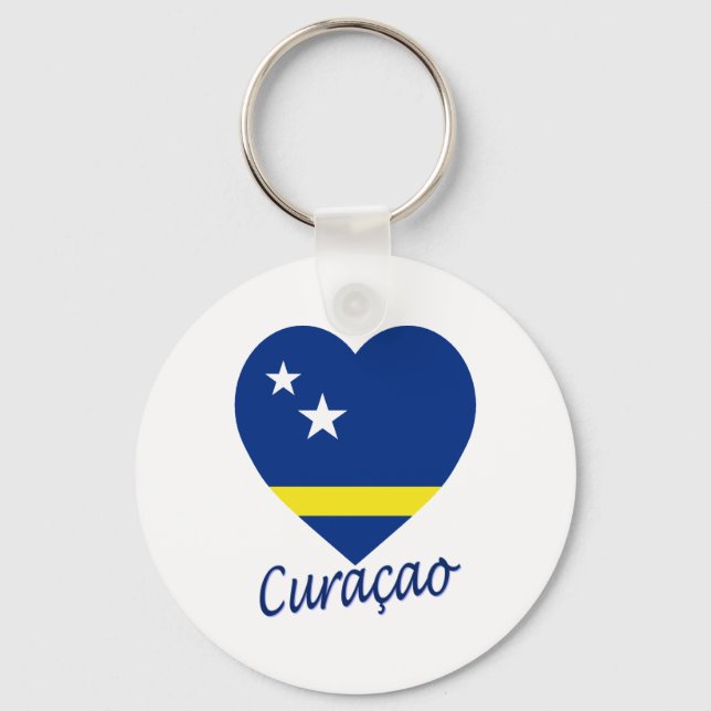 Curacao Flaggenherz Schlüsselanhänger (Vorderseite)