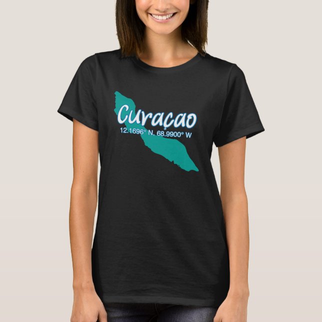Curacao Island Coordinates Tourist Vacation T-Shirt (Vorderseite)