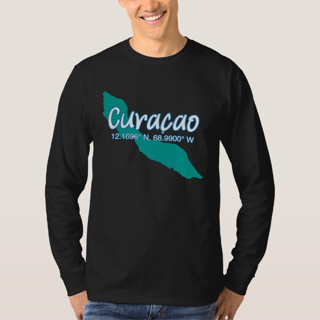 Curacao Island Coordinates Tourist Vacation T-Shirt (Vorderseite)