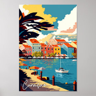 Curacao Karibik Vintage Illustration Poster