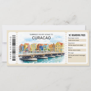 Curaçao-Reise-Boarding-Pass-Ticket Einladung