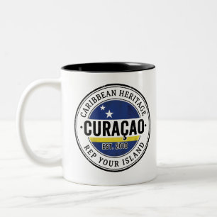 Curaçao-Reisepass-Stempel Karibisches Erbe Zweifarbige Tasse