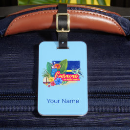 Curacao Retro-Karibische Insel mit Schildkröte Vin Gepäckanhänger