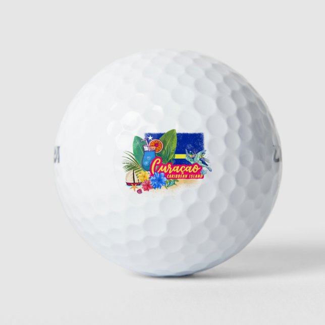 Curacao Retro-Karibische Insel mit Schildkröte Vin Golfball (Vorderseite)