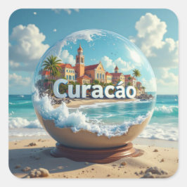 Curacao Strand Kuste Globus Quadratischer Aufkleber