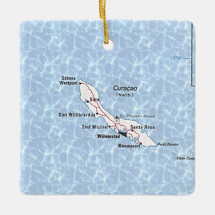 Curaçao Vintage Map Keramikornament