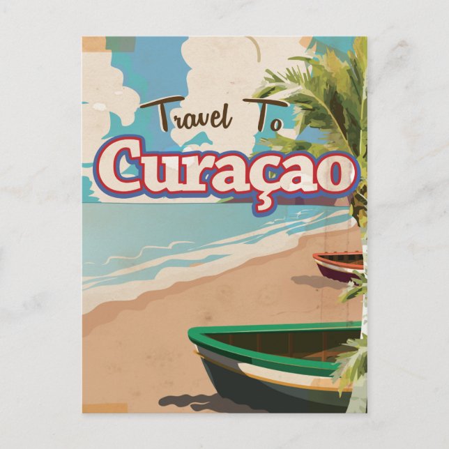Curaçao Vintage Reise Poster Kunst. Postkarte (Vorderseite)