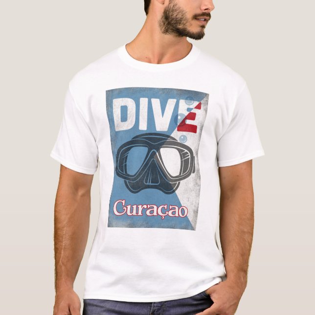 Curaçao Vintage Tauchmaske T-Shirt (Vorderseite)