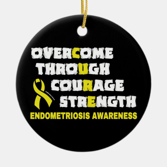 CURE...Endometriose Keramik Ornament (Vorne)