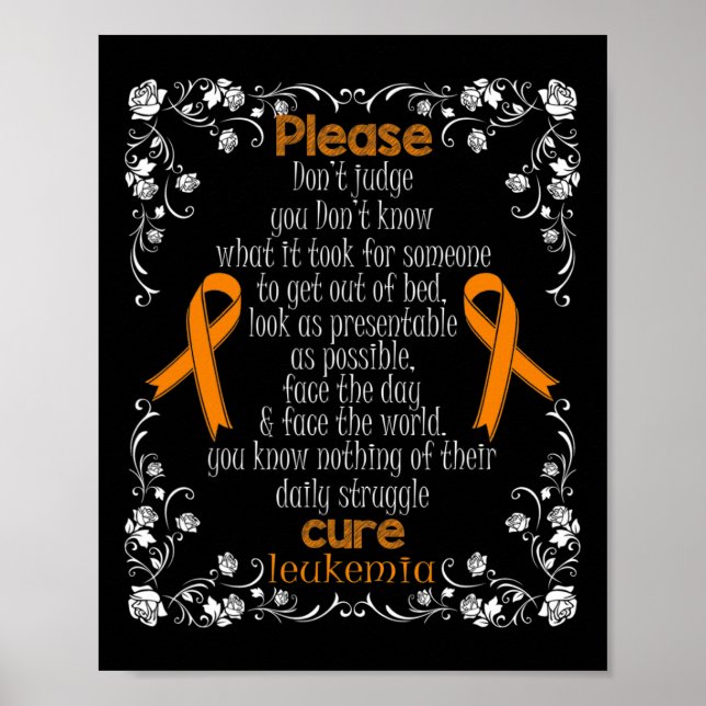 CURE LEUKEMIA UNTERSTÜTZT LEUKEMIA AWARENESS T SHI POSTER (Vorne)