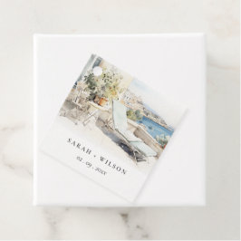 Curfu Griechenland Wasserfarbenlandschaft Hochzeit Geschenkanhänger