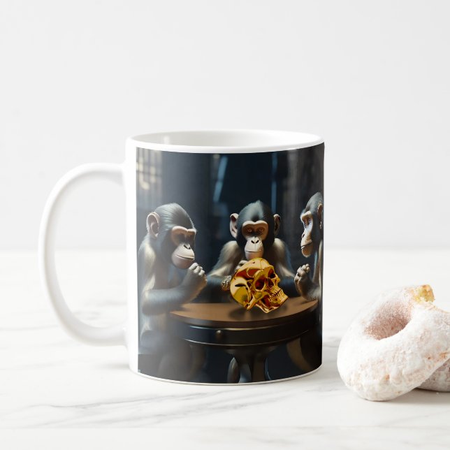 Curieux café Apes Mug (Avec donut)