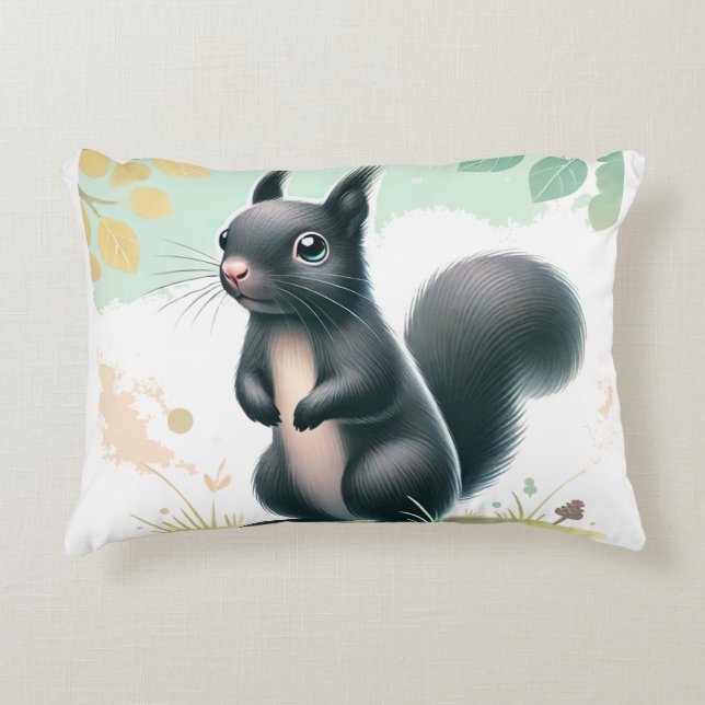 "Curieux Coussin d'écureuil noir - Inspiré par la  (Devant)