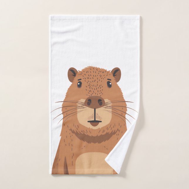 Curieux portrait Capybara (Serviette à main)