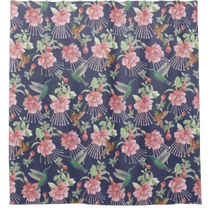 Curieux rideau de douche de colibris