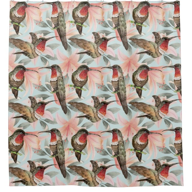 Curieux rideau de douche de colibris (Devant)