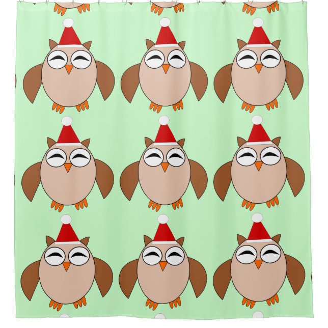Curieux rideau de douche de hibou de Noël (Devant)