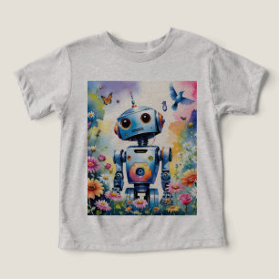 Curieux Robot Avec Oiseaux Papillons Et Fleurs