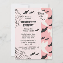 Curieux rose un Halloween Invitation anniversaire