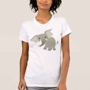 Curieux T-shirt Femme Eléphante Caricature