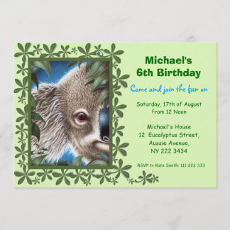 Curios Koala Kindergeburtstag Party Einladung