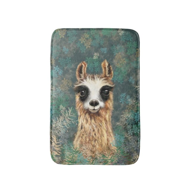 Curious Alpaca Funny Bath Badematte (Vorderseite Vertikal)