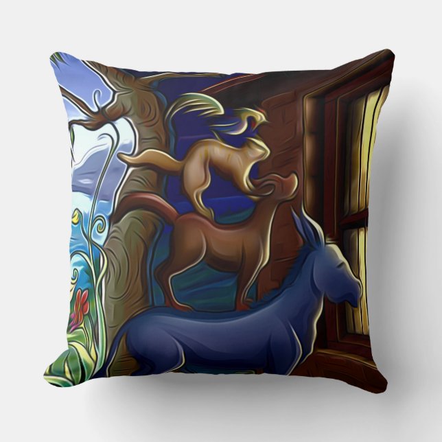 Curious Animals Coussin (Recto)