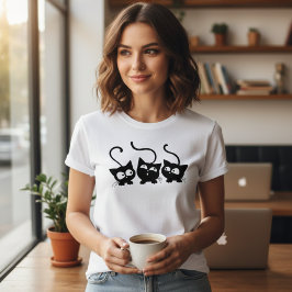  Curious Black Kittens Trio Playful Cat Lovers  Tri-Blend Shirt