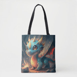 Curious Blue Chibi Dragon Tasche