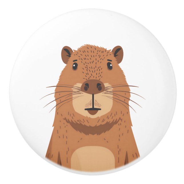 Curious Capybara Portrait Keramikknauf (Vorderseite)