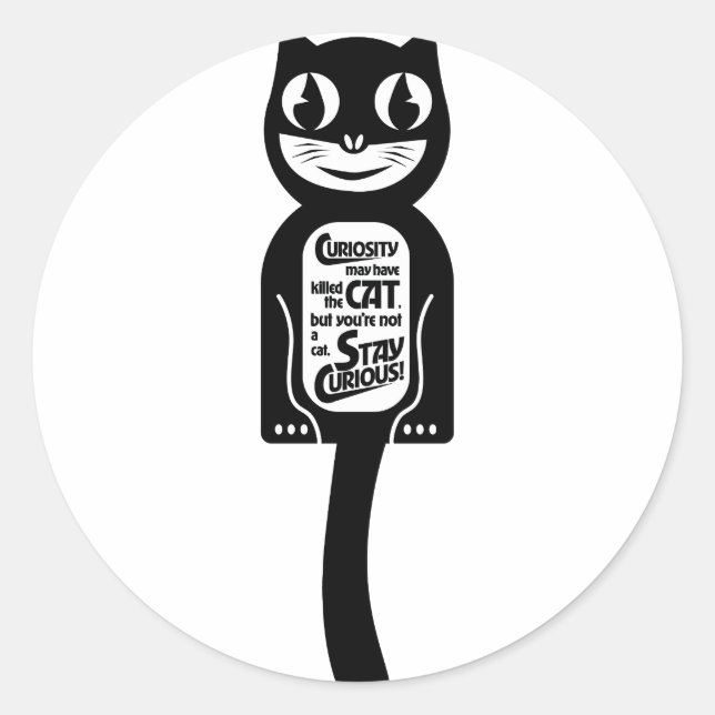 Curious Cat Black Runder Aufkleber (Vorderseite)