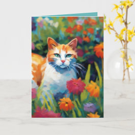 Curious Cat In the Garden Greetings Card Karte