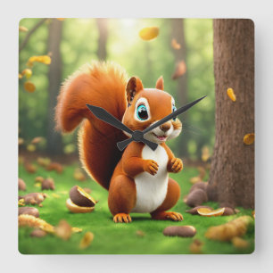 Curious Critter Quadratische Wanduhr