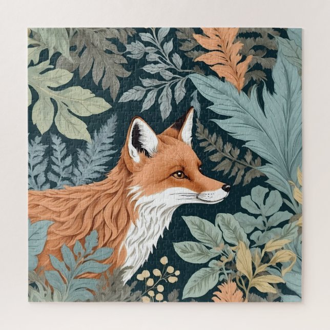 Curious Fox Fern Blätter William Morris Inspiriert (Vertikal)