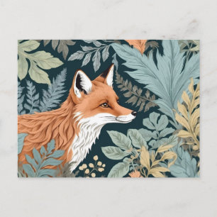 Curious Fox Fern Blätter William Morris Inspiriert Postkarte