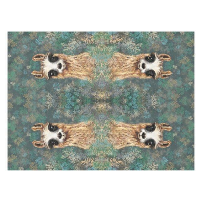 Curious Llama Funny Tablecloth Tischdecke (Vorderseite (Horizontal))