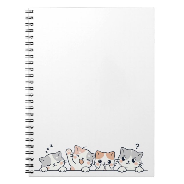 Curious Paws - Cute Cats Friends Peeking Notizblock (Vorderseite)