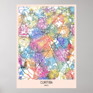 Curitiba Brazil City Map Poster