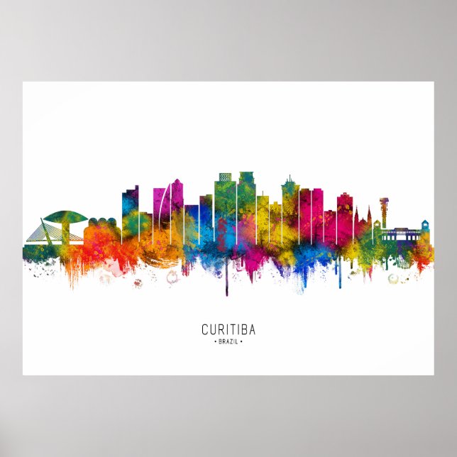 Curitiba Brazil Skyline Poster (Vorne)